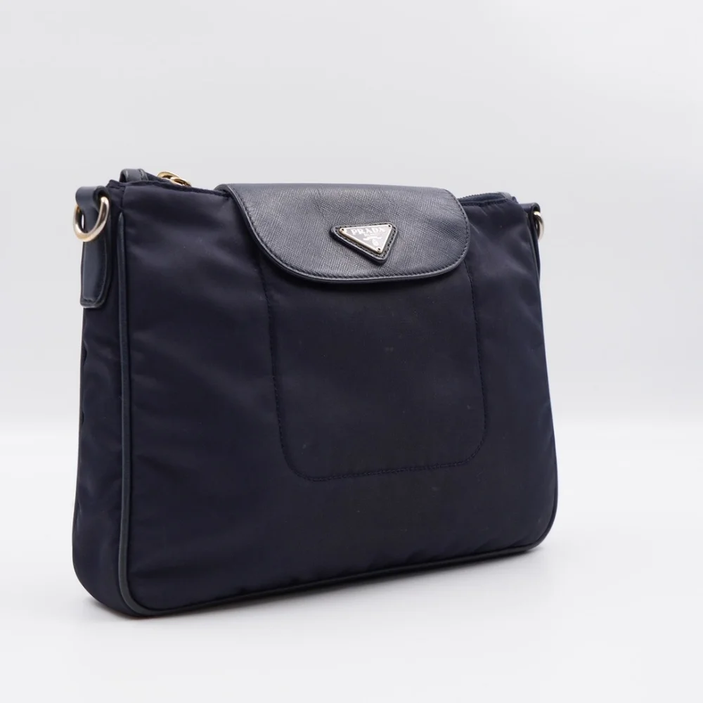 CB50 ❤️ PradaTessuto Nylon Saffiano Crossbody Bag Blue - Picture 5 of 14